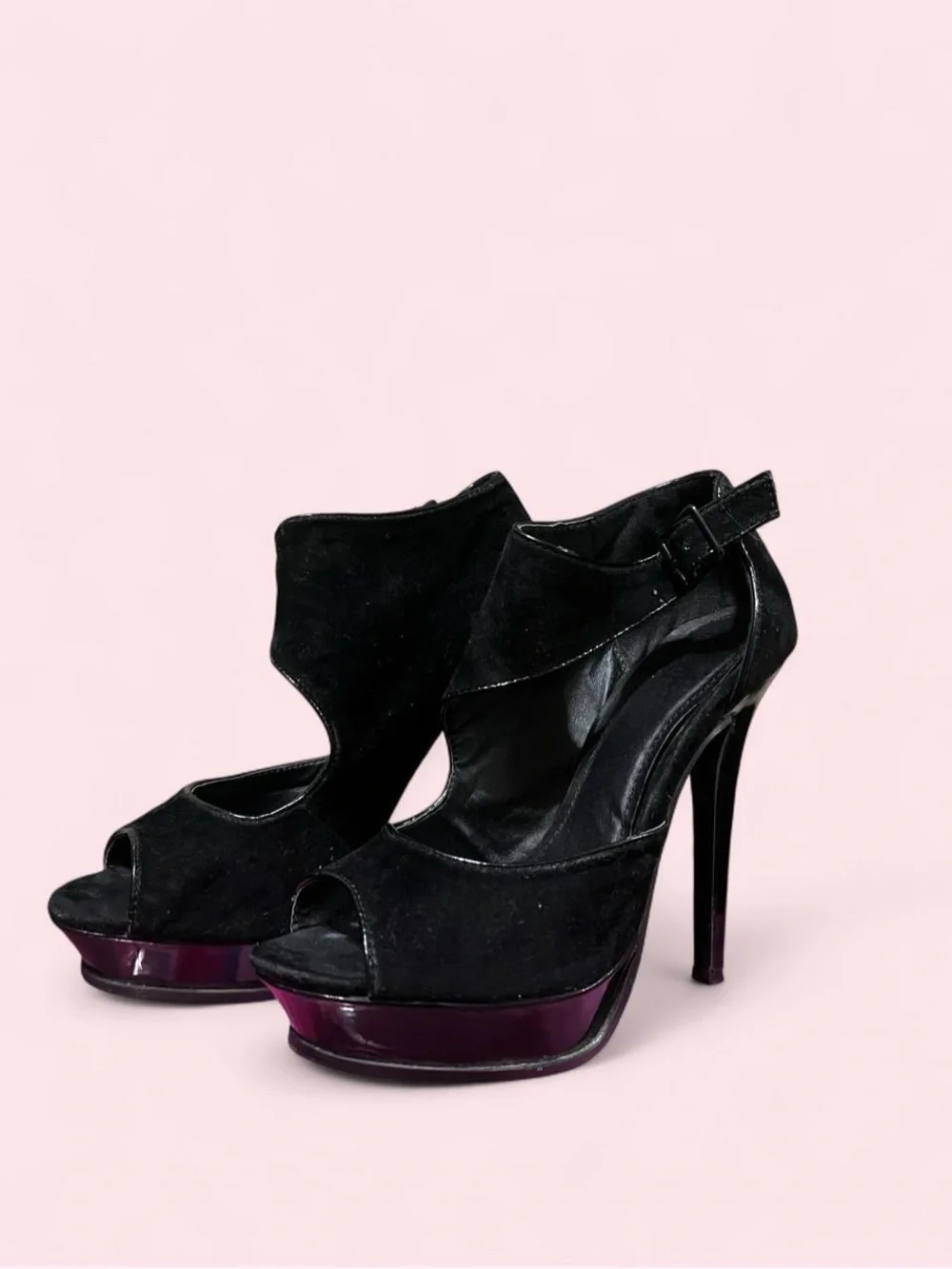 Size 8 Black Open-Toe High Heel Platform Sandals